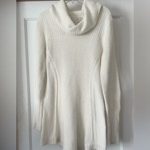 Anthropology “Angel of the North” size M Ivory Cowl Neck Sweater dress or tunic
